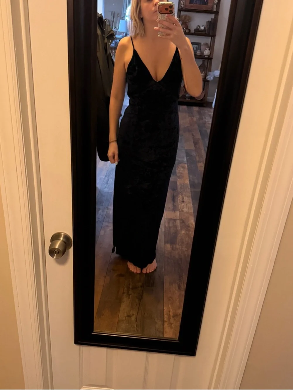 Velvet Strappy Slip Dress in Deep blue - Picture 4 of 4